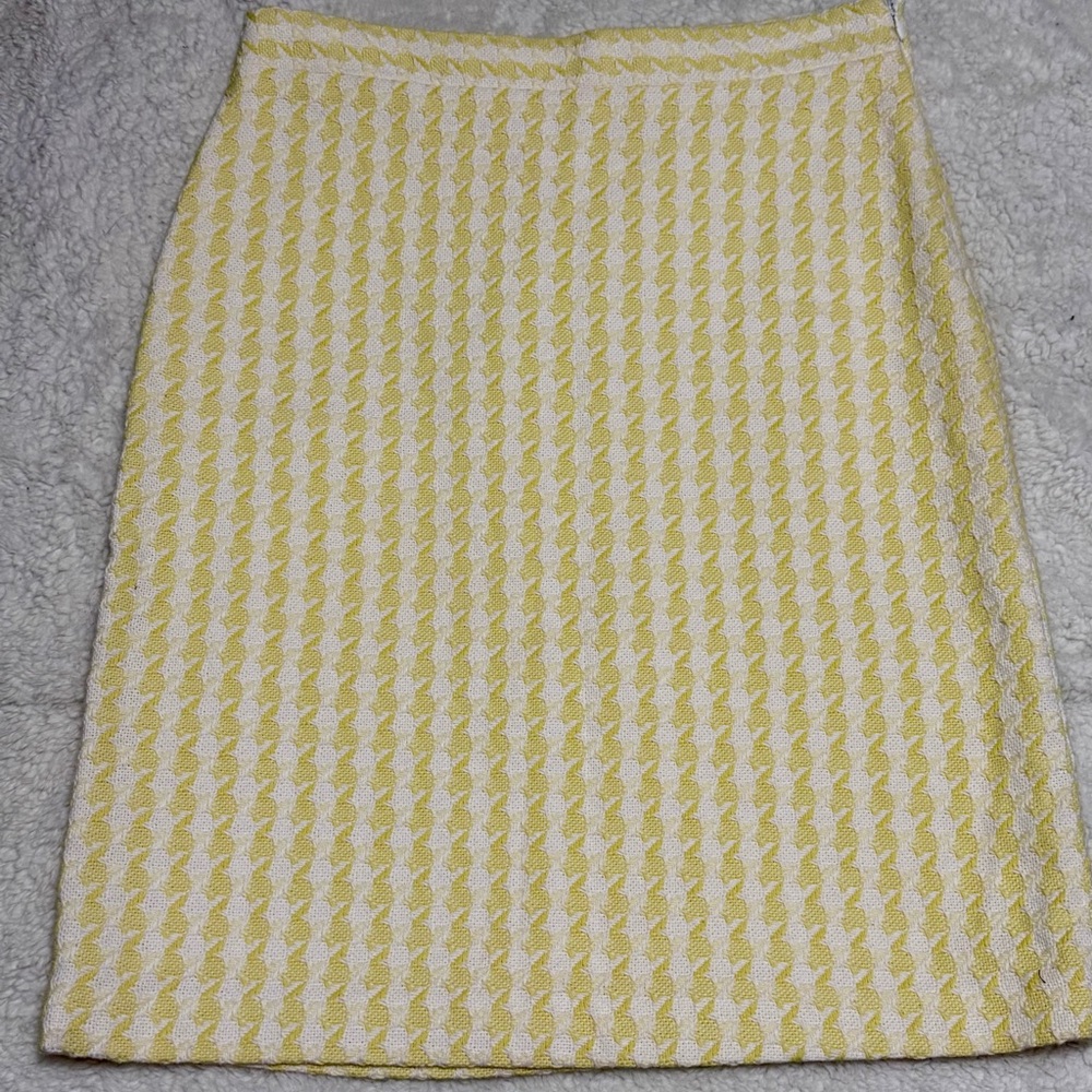 Vintage Banana Republic Heritage Office Butter Yellow Pencil Skirt 6 houndstooth